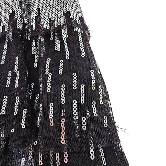 Vintage Roberta Sequin Cocktail Mini Dress Sweetheart Silver Black Size 7/8 - Picture 4 of 11